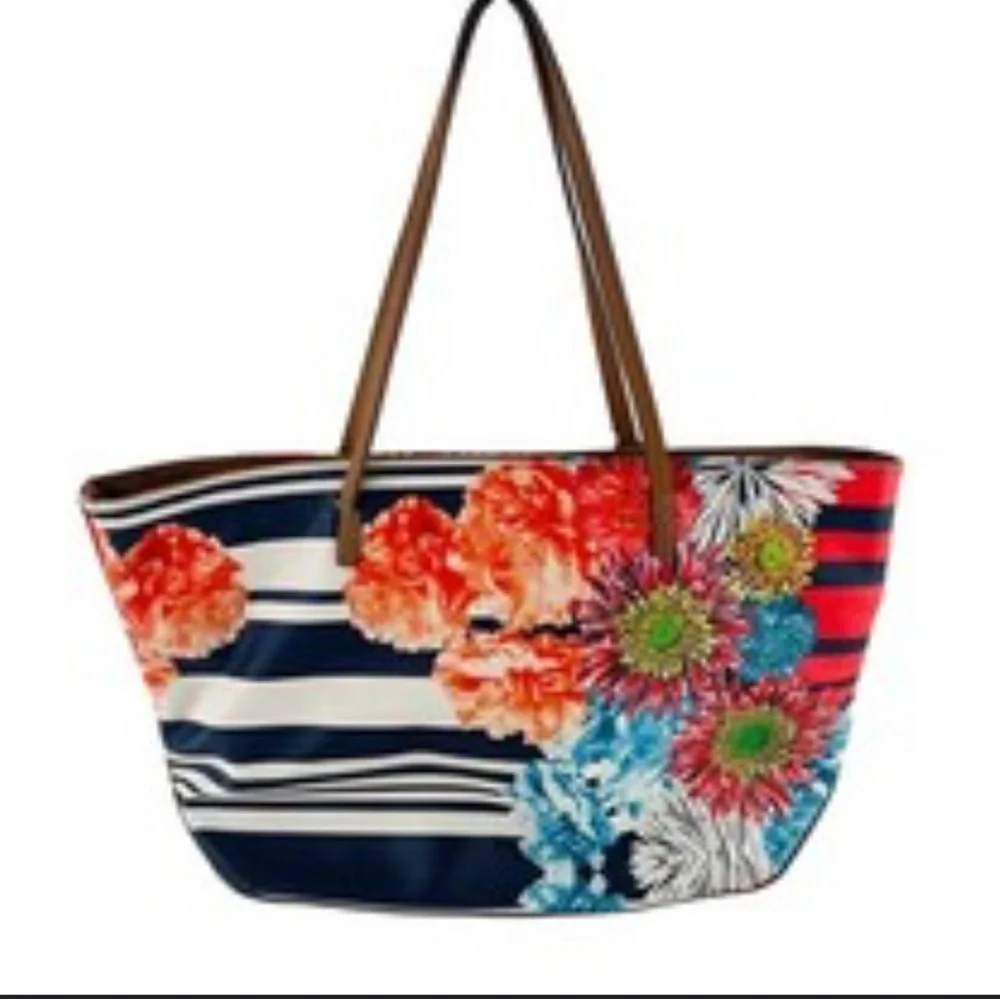 Nine West Floral Striped Tote Bag‎